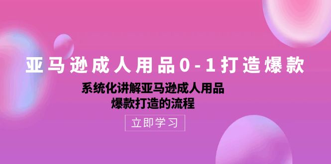 [跨境电商]（10493期）亚马逊成人用品0-1打造爆款：系统化讲解亚马逊成人用品爆款打造的流程