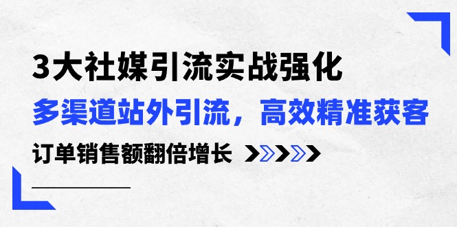 [跨境电商]（10563期）3大社媒引流实操强化，多渠道站外引流/高效精准获客/订单销售额翻倍增长