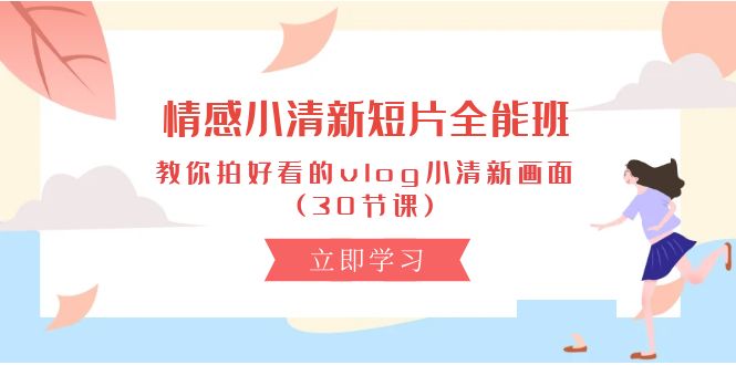 [短视频运营]（10567期）情感 小清新短片-全能班，教你拍好看的vlog小清新画面 (30节课)