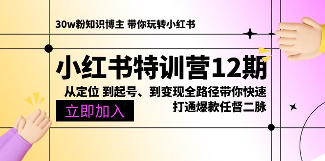 [小红书]（10666期）小红书特训营12期：从定位 到起号、到变现全路径带你快速打通爆款任督二脉