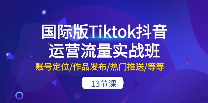 [跨境电商]（10712期）国际版Tiktok抖音运营流量实战班：账号定位/作品发布/热门推送/等等-13节