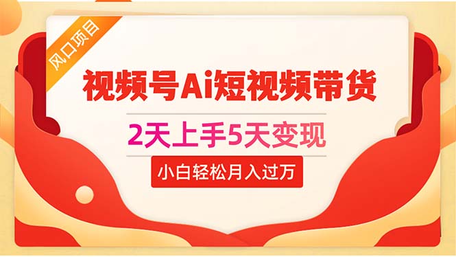 [短视频运营]（10807期）2天上手5天变现视频号Ai短视频带货0粉丝0基础小白轻松月入过万