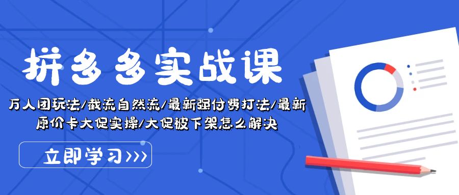 [国内电商]（10865期）拼多多·实战课：万人团玩法/截流自然流/最新强付费打法/最新原价卡大促..-第1张图片-智慧创业网