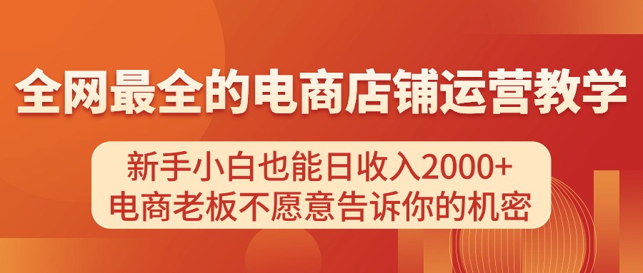 [国内电商]（11266期）电商店铺运营教学，新手小白也能日收入2000+，电商老板不愿意告诉你的机密