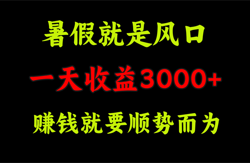 [热门给力项目]（11670期）一天收益3000+ 赚钱就是顺势而为，暑假就是风口-第2张图片-智慧创业网