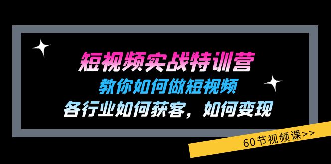 [短视频运营]（11729期）短视频实战特训营：教你如何做短视频，各行业如何获客，如何变现 (60节)