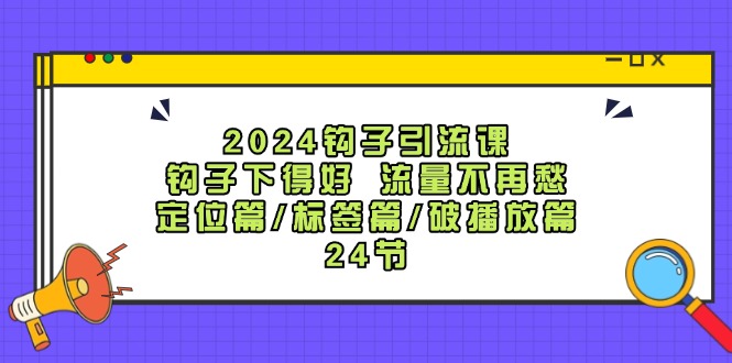 [引流-涨粉-软件]（12097期）2024钩子·引流课：钩子下得好 流量不再愁，定位篇/标签篇/破播放篇/24节-第1张图片-智慧创业网