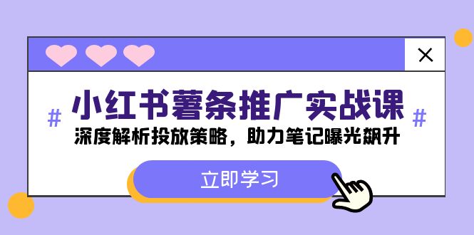 [小红书]（12289期）小红书-薯 条 推 广 实战课：深度解析投放策略，助力笔记曝光飙升