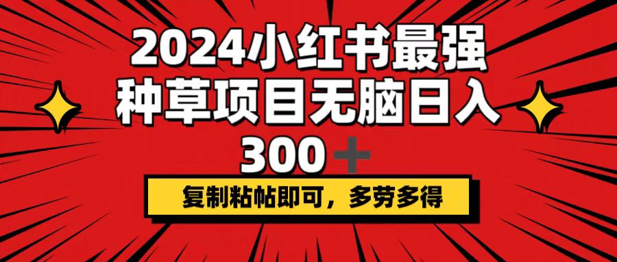 [小红书]（12336期）2024小红书最强种草项目，无脑日入300+，复制粘帖即可，多劳多得-第1张图片-智慧创业网