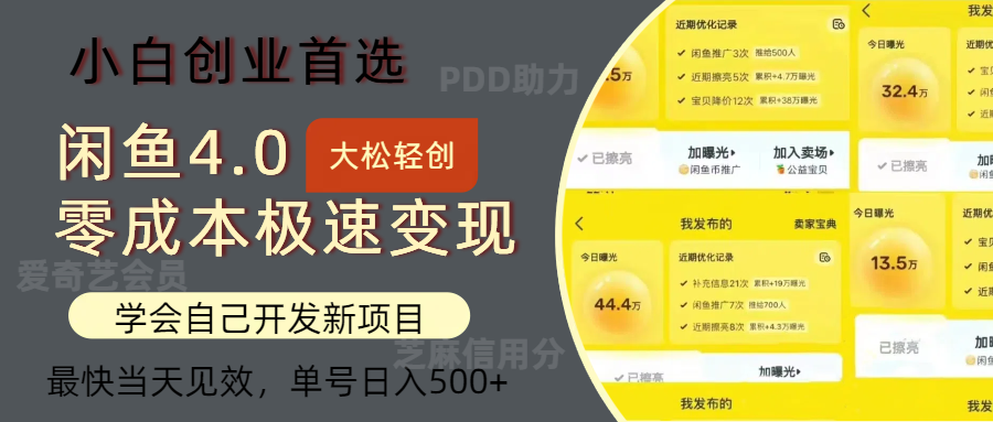 [虚拟项目]（12434期）闲鱼0成本极速变现项目，多种变现方式 单号日入500+最新玩法