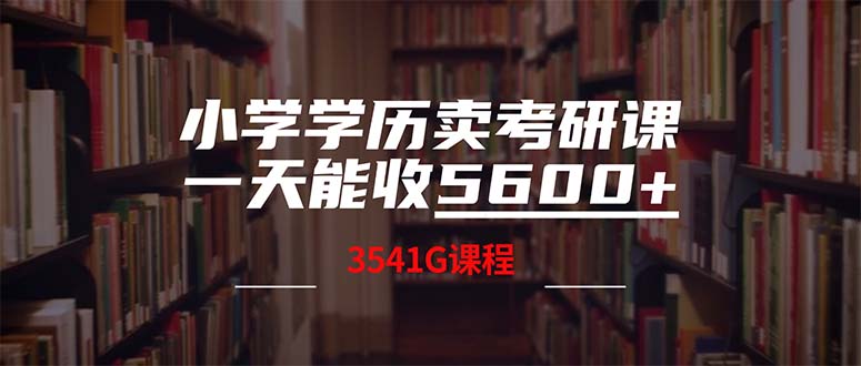 [虚拟项目]（12556期）小学学历卖考研课程，一天收5600（附3580G考研合集）