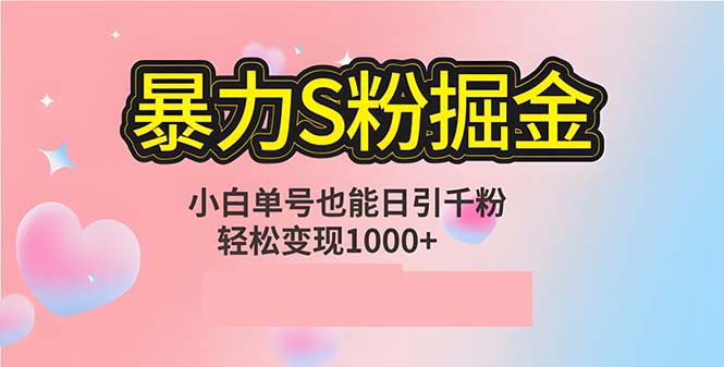 [引流-涨粉-软件]（12778期）单人单机日引千粉，变现1000+，S粉流量掘金计划攻略