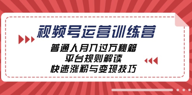 [短视频运营]（12722期）视频号运营训练营：普通人月入过万秘籍，平台规则解读，快速涨粉与变现...-第1张图片-智慧创业网