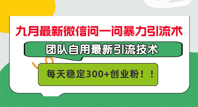 [引流-涨粉-软件]（12735期）九月最新微信问一问暴力引流术，团队自用引流术，每天稳定300+创...