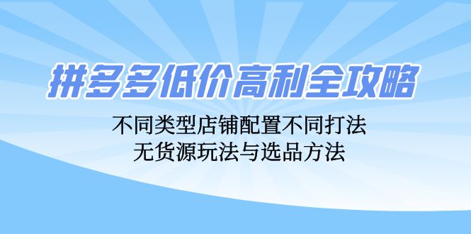 [国内电商]（12897期）拼多多低价高利全攻略：不同类型店铺配置不同打法，无货源玩法与选品方法-第1张图片-智慧创业网