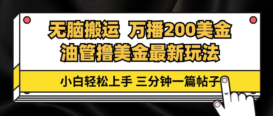 [虚拟项目]（13050期）油管无脑搬运撸美金玩法教学，万播200刀，三分钟一篇帖子，小白轻松上手