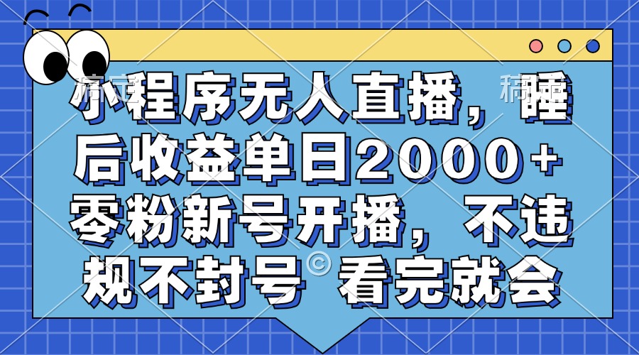 [虚拟项目]（13251期）小程序无人直播，睡后收益单日2000+ 零粉新号开播，不违规不封号 看完就会