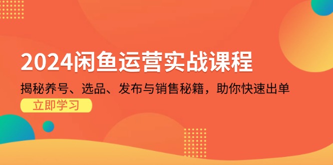 [无货源]（13290期）2024闲鱼运营实战课程：揭秘养号、选品、发布与销售秘籍，助你快速出单