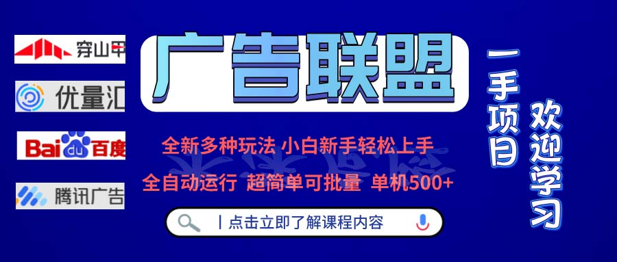 [虚拟项目]（13258期）广告联盟 全新多种玩法 单机500+  全自动运行  可批量运行