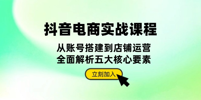 [短视频运营]（13350期）抖音 电商实战课程：从账号搭建到店铺运营，全面解析五大核心要素