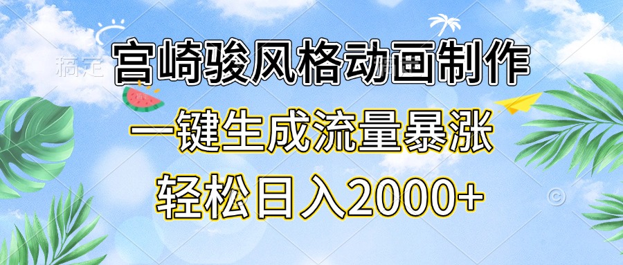 [虚拟项目]（13386期）宫崎骏风格动画制作，一键生成流量暴涨，轻松日入2000+