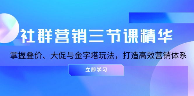 [新媒体]（13431期）社群营销三节课精华：掌握叠价、大促与金字塔玩法，打造高效营销体系