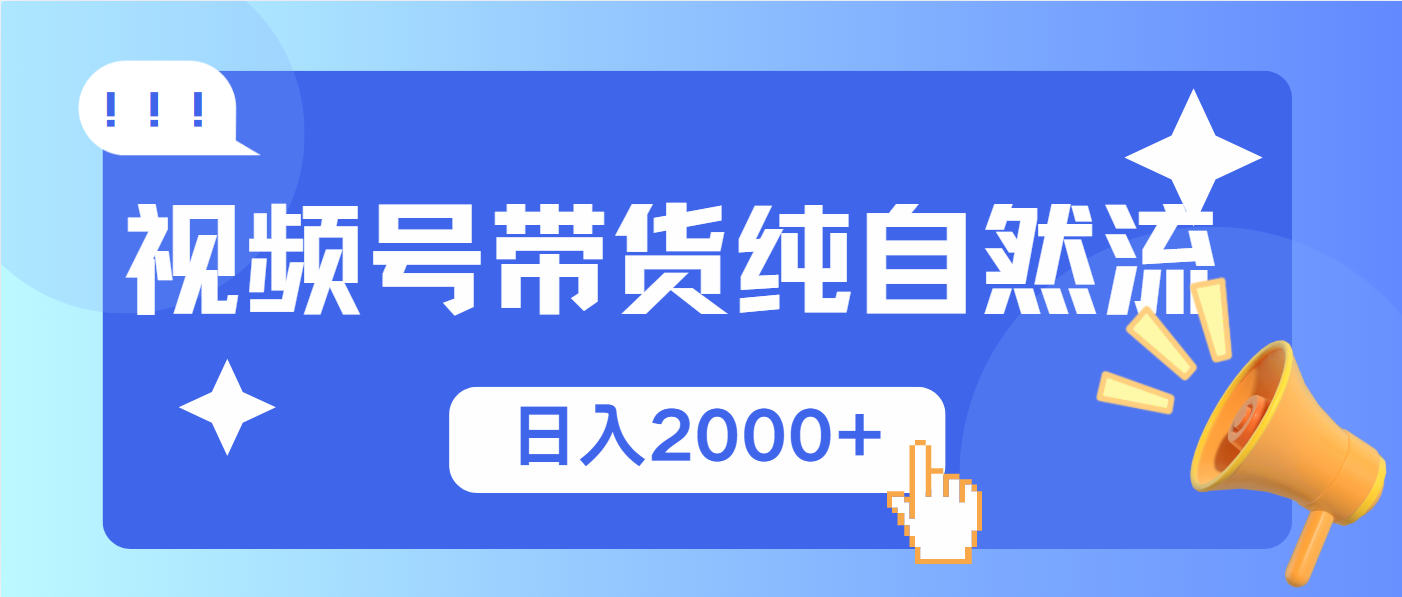 [虚拟项目]（13998期）视频号带货，纯自然流，起号简单，爆率高轻松日入2000+-第1张图片-智慧创业网