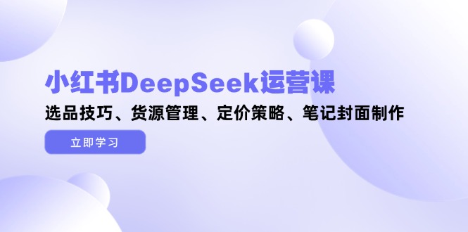[小红书]（14748期）小红书DeepSeek运营课，选品技巧、货源管理、定价策略、笔记封面制作