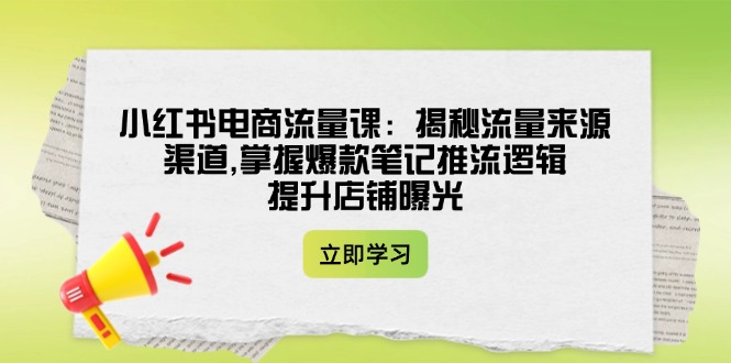 [小红书]（14318期）小红书电商流量课：揭秘流量来源渠道,掌握爆款笔记推流逻辑,提升店铺曝光