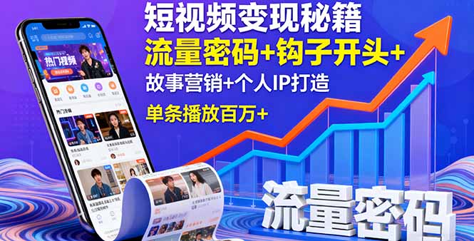 [短视频运营]（16079期）短视频变现秘籍，流量密码+钩子开头+故事营销+个人IP打造，单条播放百万+-第1张图片-智慧创业网