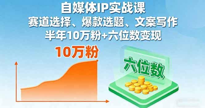 [新媒体]（16121期）自媒体IP实战课，赛道选择、爆款选题、文案写作，半年10万粉+六位数变现-第1张图片-智慧创业网