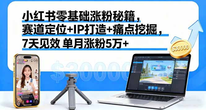 [小红书]（16158期）小红书零基础涨粉秘籍，赛道定位+IP打造+痛点挖掘，7天见效 单月涨粉5万+-第1张图片-智慧创业网