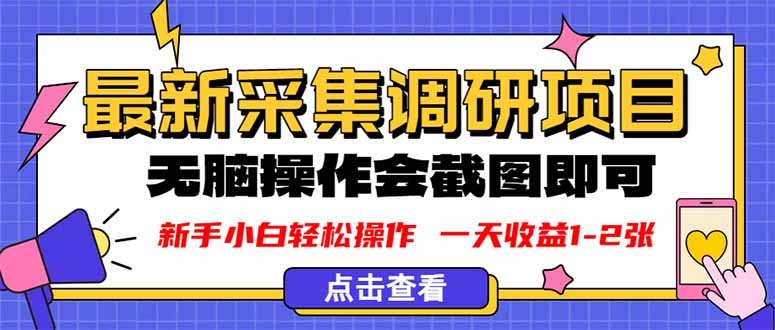 [虚拟项目]（16155期）新版采集调研项目，截图上传即可，无脑操作，日收益1-2张-第1张图片-智慧创业网