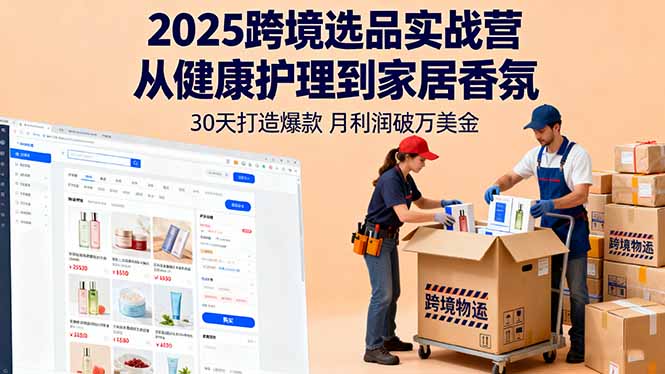 [跨境电商]（16186期）2025跨境选品实战营：从健康护理到家居香氛，30天打造爆款,月利润破万美金