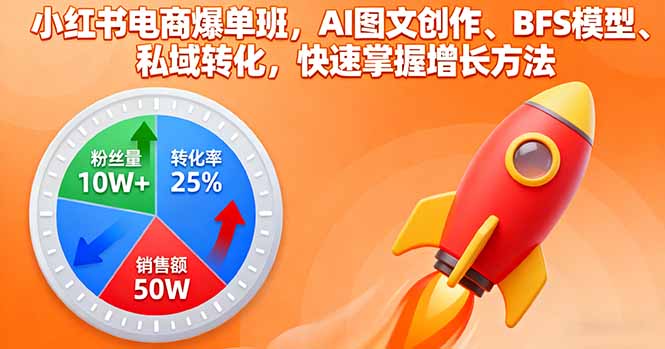 [小红书]（16187期）小红书电商爆单班，AI图文创作、BFS模型、私域转化，快速掌握增长方法