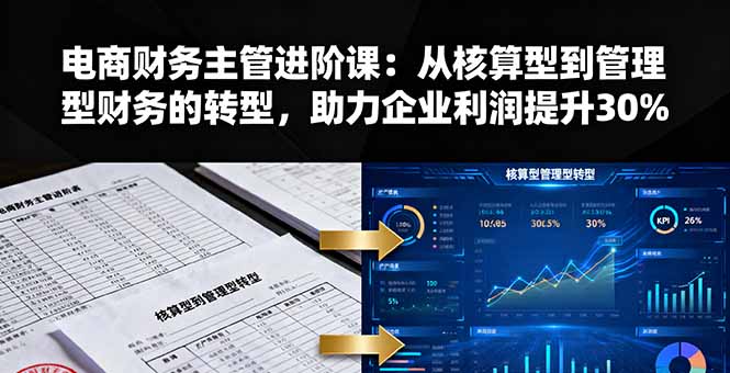 [国内电商]（16193期）电商财务主管进阶课：从核算型到管理型财务的转型，助力企业利润提升30%
