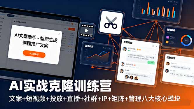 [人工智能]（16328期）AI实战克隆训练营：文案+短视频+投放+直播+社群+IP+矩阵+管理八大核心模块-第1张图片-智慧创业网