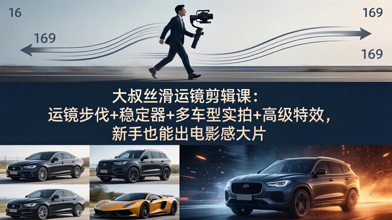 [短视频运营]（18004期）大叔丝滑运镜剪辑课：运镜步伐+稳定器+多车型实拍+高级特效，新手也能出电影感大片-第1张图片-智慧创业网