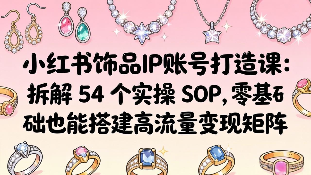 [小红书]（18101期）小红书饰品IP账号打造课：拆解 54 个实操 SOP，零基础也能搭建高流量变现矩阵-第1张图片-智慧创业网