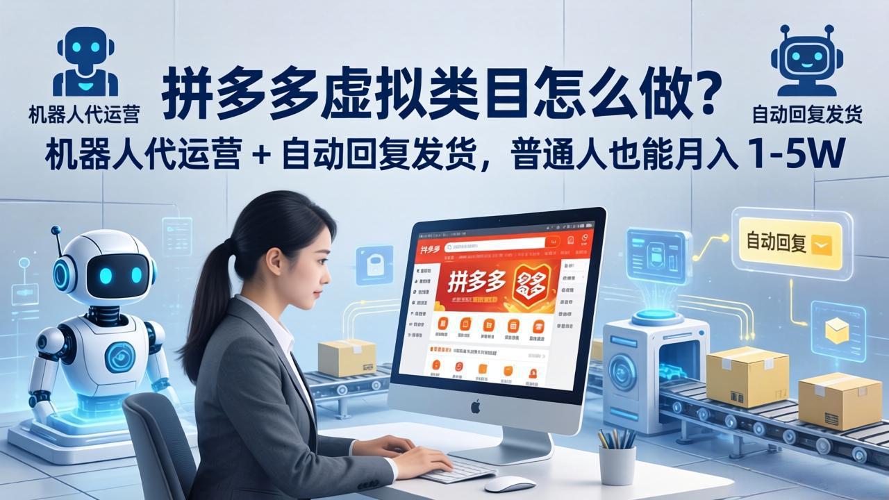[无货源]（18111期）拼多多虚拟类目怎么做？机器人代运营 + 自动回复发货，普通人也能月入 1-5W