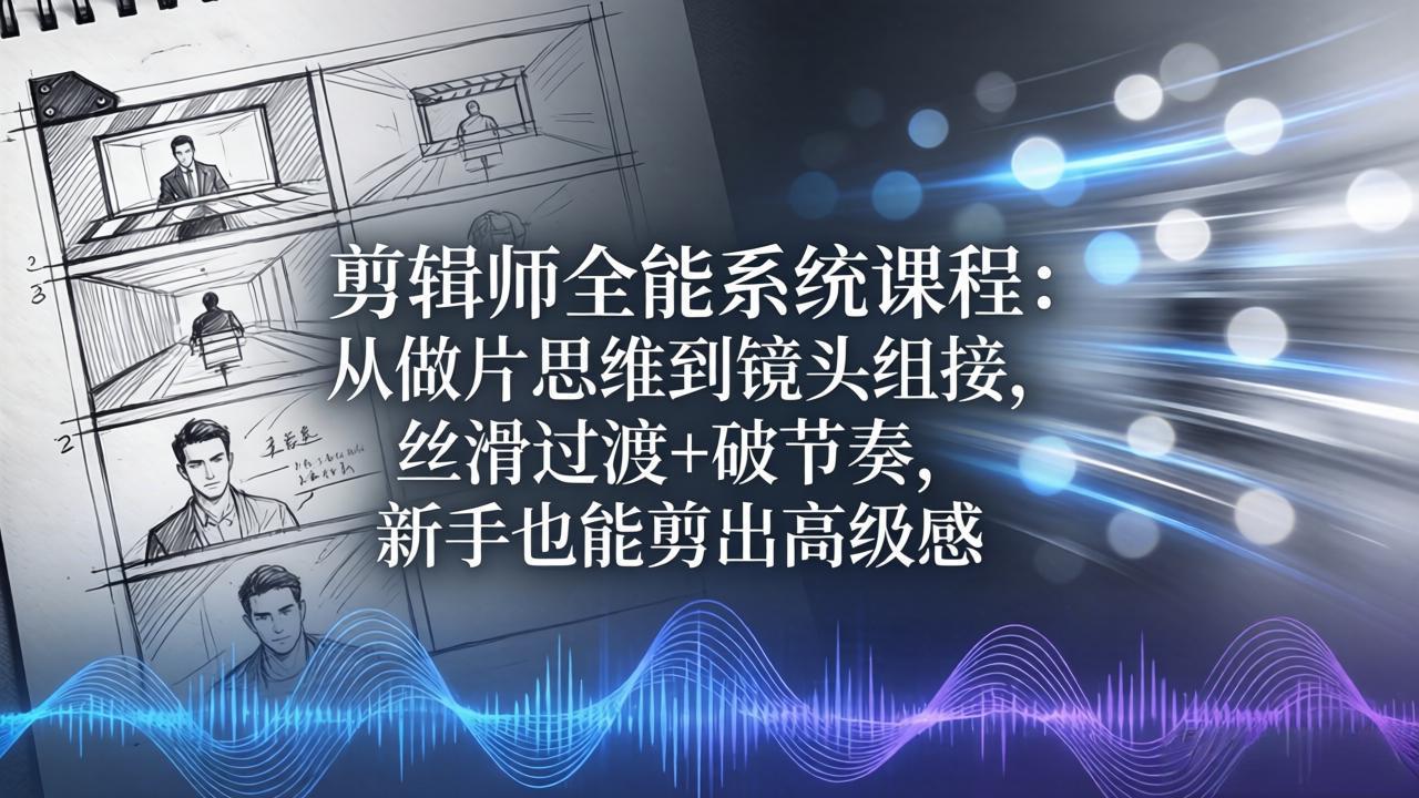 [短视频运营]（18260期）剪辑师全能系统课程：从做片思维到镜头组接，丝滑过渡+破节奏，新手也能剪出高级感-第1张图片-智慧创业网