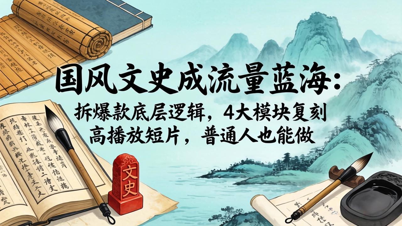 [短视频运营]（18227期）国风文史成流量蓝海：拆爆款底层逻辑，4大模块复刻高播放短片，普通人也能做-第1张图片-智慧创业网