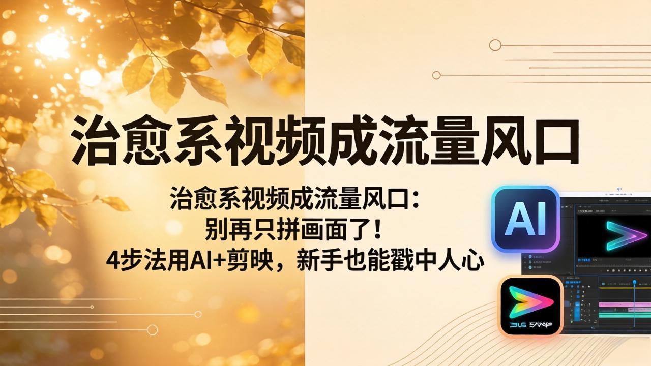 [短视频运营]（18219期）治愈系视频成流量风口：别再只拼画面了！4步法用AI+剪映，新手也能戳中人心-第1张图片-智慧创业网
