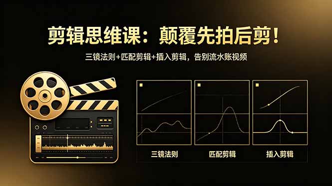 [短视频运营]（18285期）剪辑思维课：颠覆先拍后剪！三镜法则+匹配剪辑+插入剪辑，告别流水账视频
