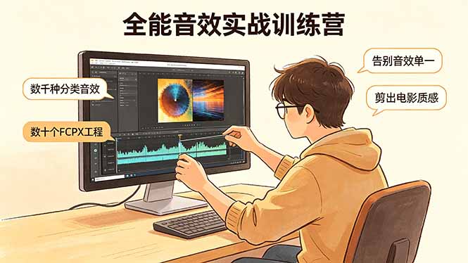 [短视频运营]（18287期）全能音效实战训练营：数千种分类音效+数十个FCPX工程，告别音效单一，剪出电影质感