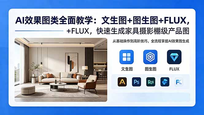 [虚拟项目]（18452期）AI效果图类全面教学：文生图+图生图+FLUX，快速生成家具摄影棚级产品图