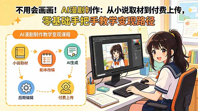 [AI人工智能]（18439期）不用会画画！AI漫剧制作：从小说取材到付费上传，零基础手把手教学变现路径-第1张图片-智慧创业网