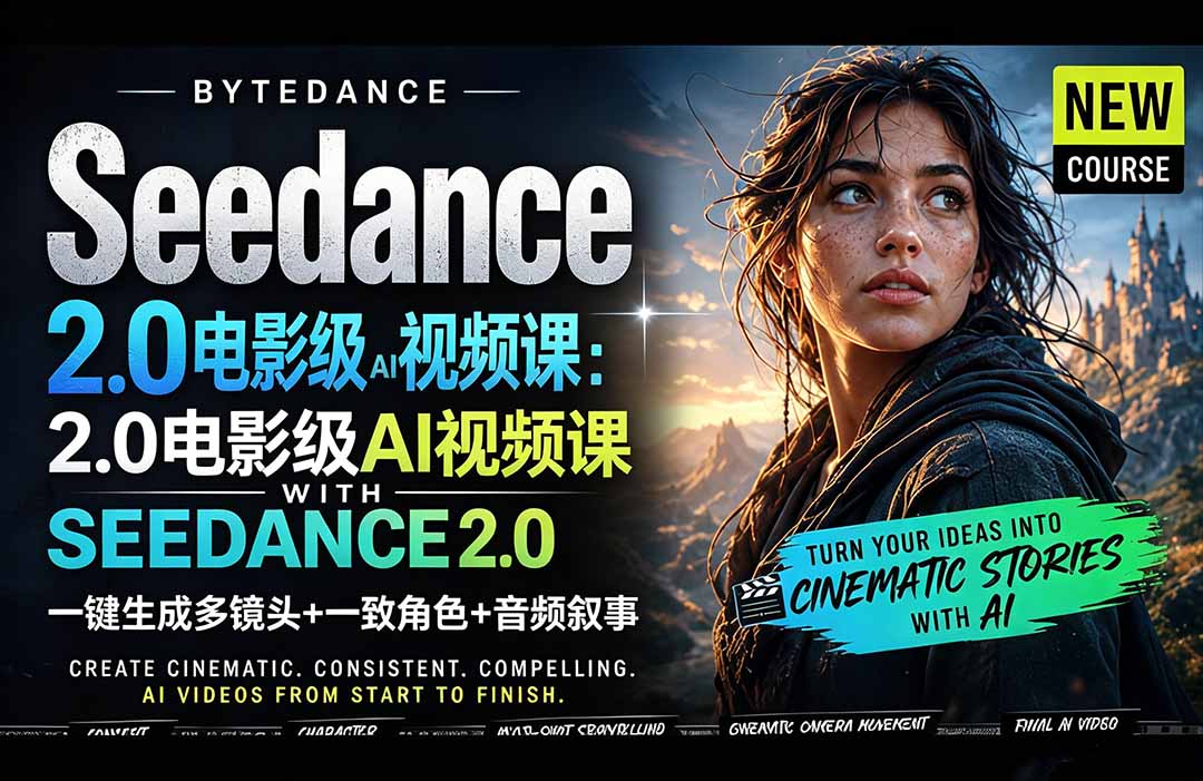 [AI人工智能]（18415期）Seedance 2.0电影级AI视频课：一键生成多镜头+一致角色+音频叙事-第1张图片-智慧创业网