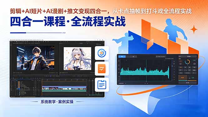 [短视频运营]（18463期）剪辑+AI短片+AI漫剧+推文变现四合一，从卡点抽帧到打斗戏全流程实战-第1张图片-智慧创业网
