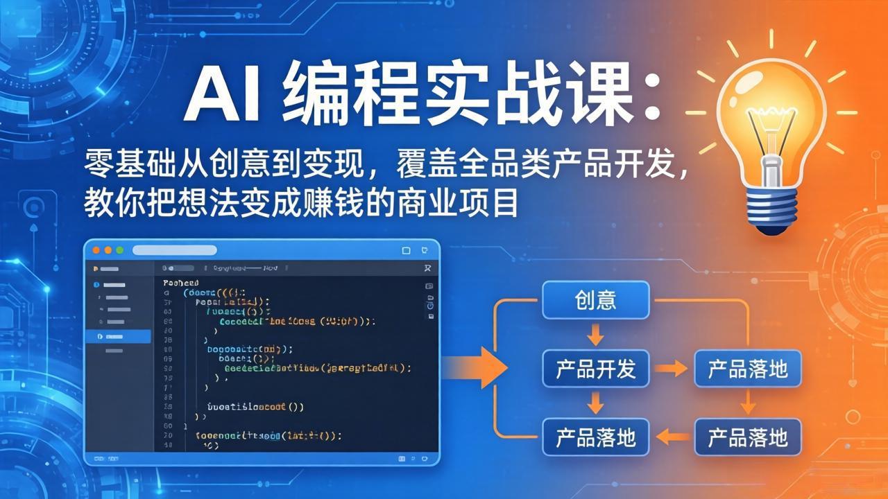 [AI人工智能]（18469期）AI编程实战课-第三期-5月9更新：零基础从创意到变现，覆盖全品类产品开发，把想法变成赚钱项目-第1张图片-智慧创业网